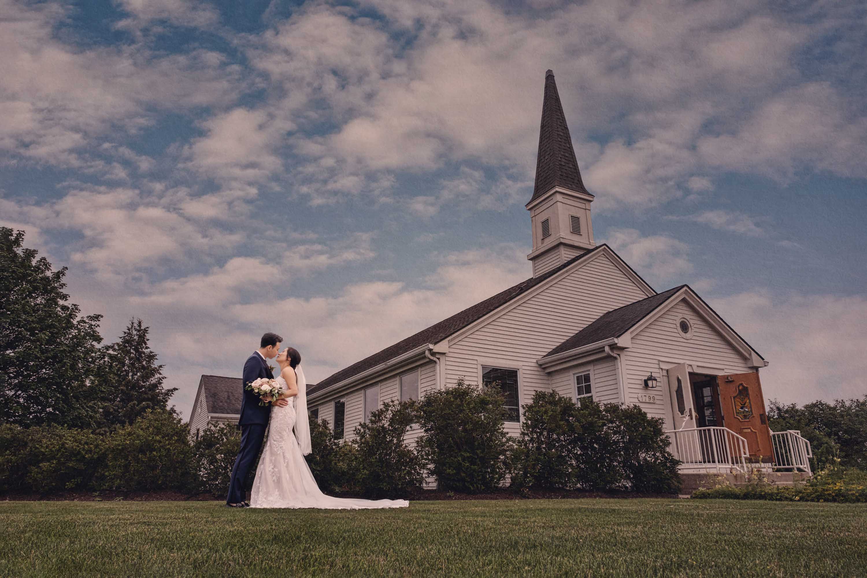Couple photographed together outdoors