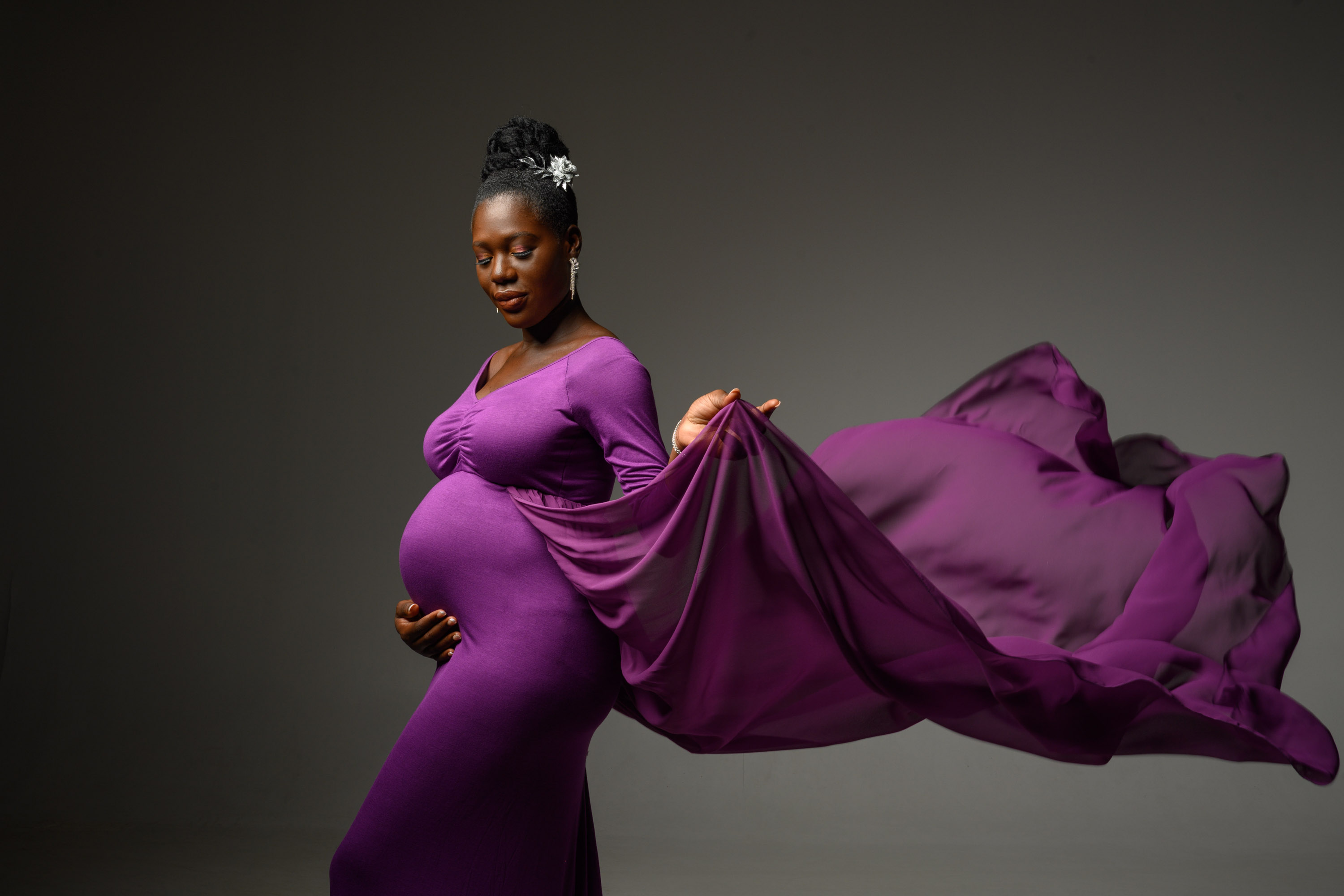 Expectant mother photographed in the studio